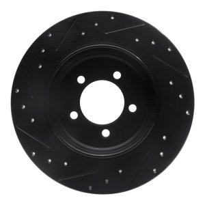 Lincoln Aviator Brake Rotor (1) - Rear Right - R1 Concepts - Drilled & Slotted - Black - `03-`05